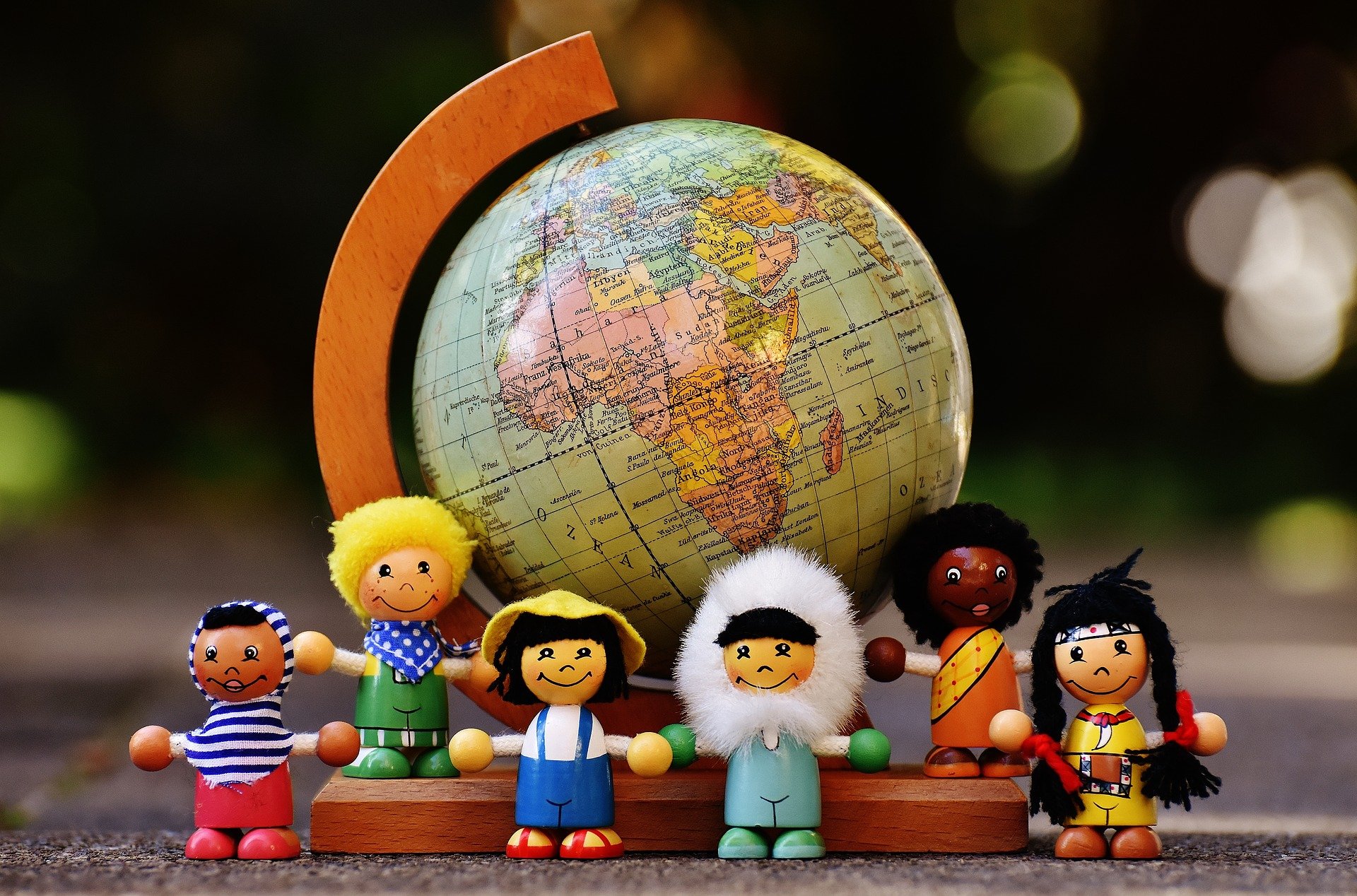 globe with figurines
